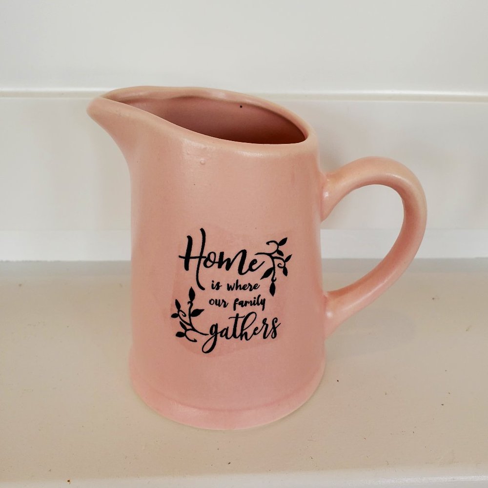 Decorative Pitcher, Pink Ceramic 4"